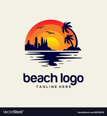 beach sunset logo design