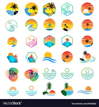 beach sunset logo design holiday logo collection