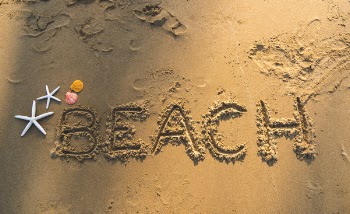 Beach Text on Sand Beach