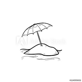 Beach umbrella hand drawn outline doodle icon