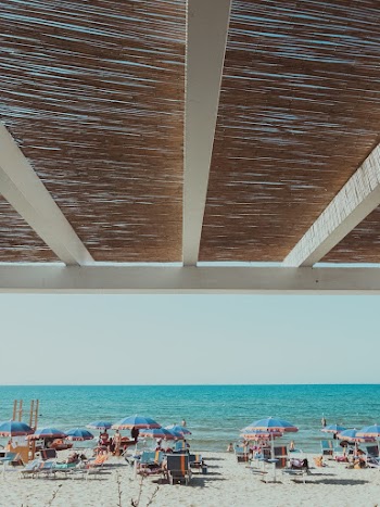 Beach Umbrellas Near Sea