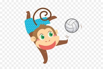 Beach volleyball Illustration - Cartoon monkey play 