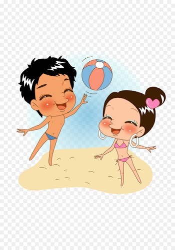 Beach volleyball Illustration - Playing volleyball on the beach 