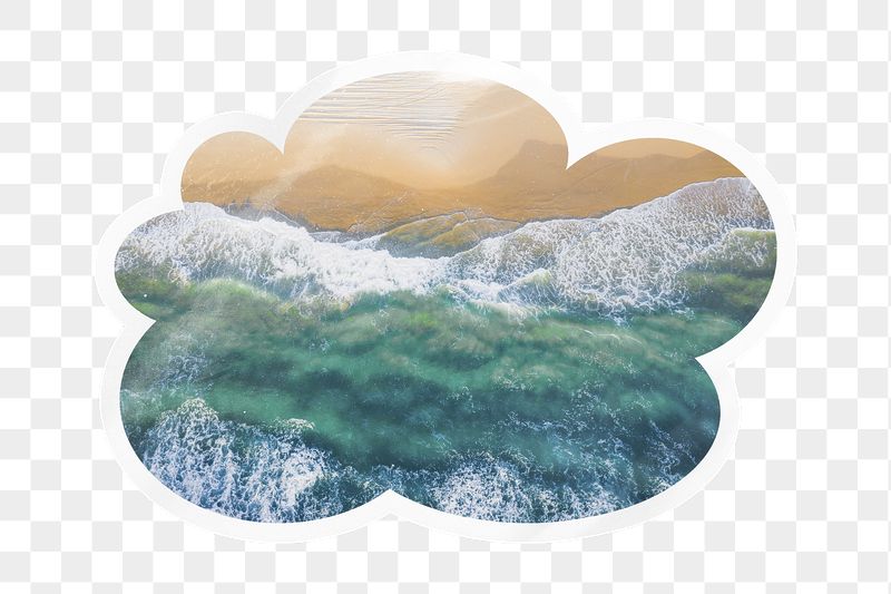 Beach wave png cloud badge | Free PNG - rawpixel