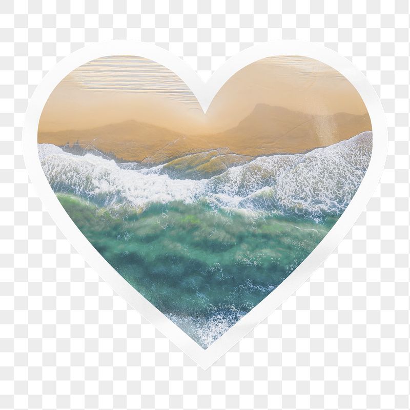 Beach wave png heart badge | Free PNG - rawpixel