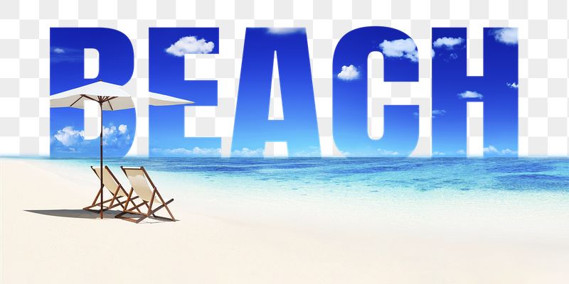 Beach word png border sticker, | Free PNG - rawpixel