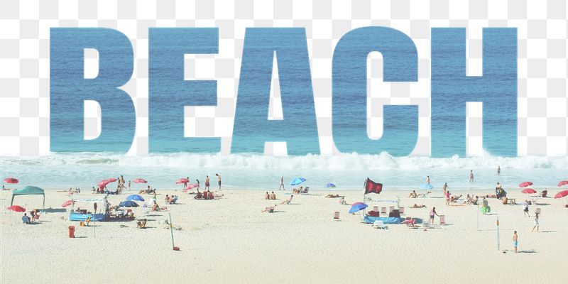 Beach word png border sticker, | Free PNG - rawpixel