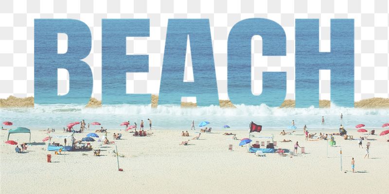 Beach word png border sticker, | Free PNG - rawpixel