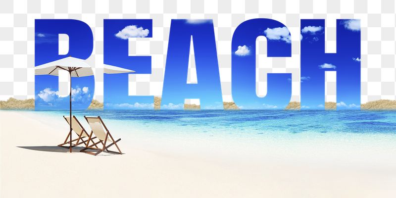 Beach word png border sticker, | Free PNG - rawpixel