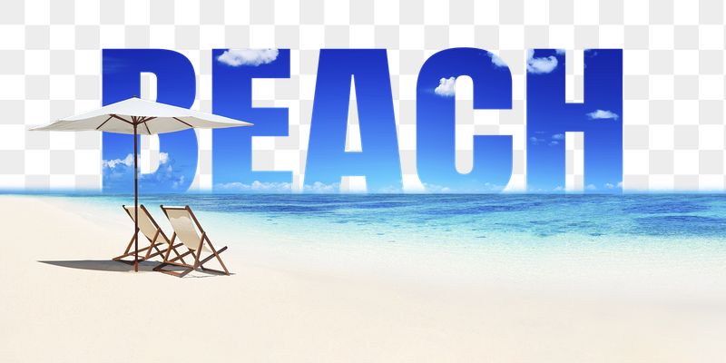 Beach word png border sticker, | Free PNG - rawpixel