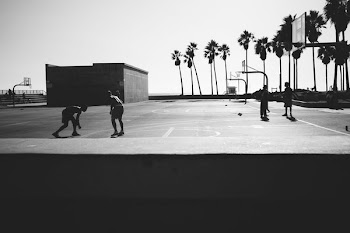 Beachside Basketball Court Black And White