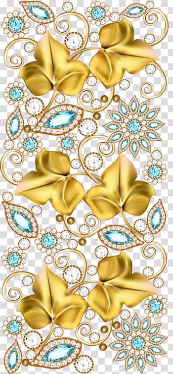 Beaded gold, blue, and white flowers , Paper Illustration, Elegant diamond pattern background transparent background PNG clipart