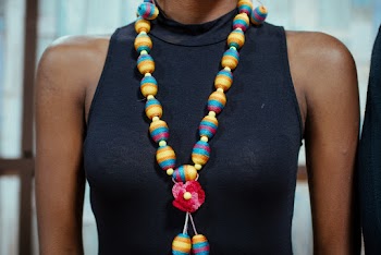 Beaded Yellow and Blue Necklace