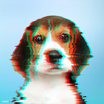 Beagle puppy with glitch effect design element  | Free  illustration - 2359153