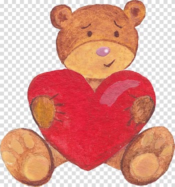 Bear, Bear holding hearts transparent background PNG clipart