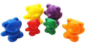 BEAR COUNTERS 6 COLORS (4,8,12G) SCHOOL BEAR (PK/96) - Eduscience