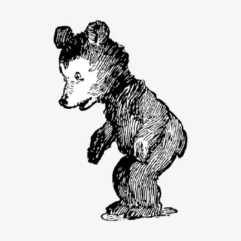 Bear cub hand drawn clipart, | Free Vector - rawpixel