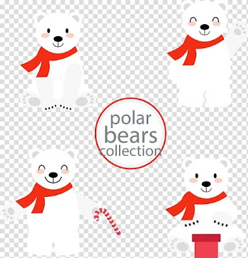 Bear Giant panda Illustration, four hand-painted white cartoon bear transparent background PNG clipart