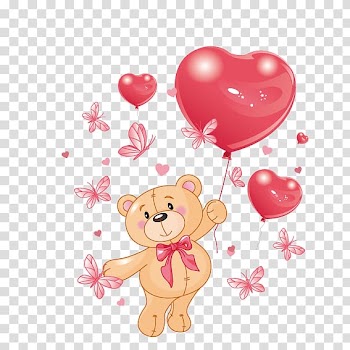 Bear holding heart balloon , Teddy bear Heart , Holding love balloon bear transparent background PNG clipart