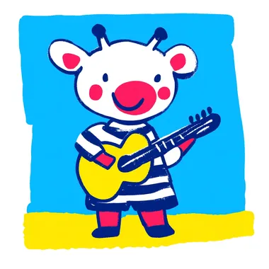Bear playing guitar in forest, cute anthropomorphic hand-drawn art Bear playing guitar in forest, cute anthropomorphic hand-drawn art