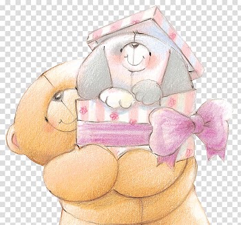 Bear plush toy holding puppy gift drawing, Teddy bear Forever Friends , Teddy Bear transparent background PNG clipart