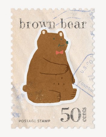 Bear postage stamp, animal collage | Free PSD - rawpixel