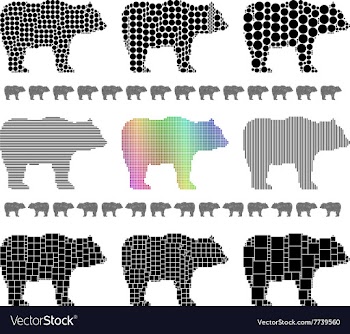 Bear silhouette mosaic set vector image