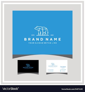 bear tech logo design and business card