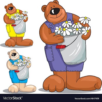 Bear with flowers vector image