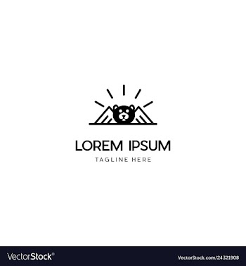Bear with mountain peak design logo vector image
