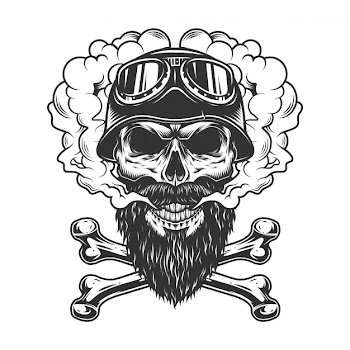 Bearded and mustached biker skull Free Vector