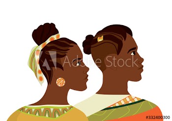 Beautiful Afro American woman and man portrait in traditional clothes