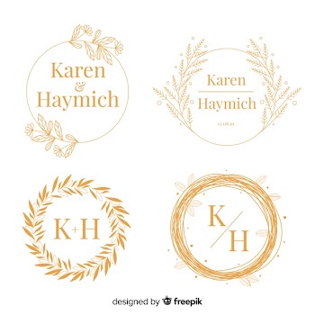 Beautiful and elegant logo or logotype set for wedding or florist Free Vector
