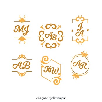 Beautiful and elegant logo or logotype set for wedding or florist Free Vector