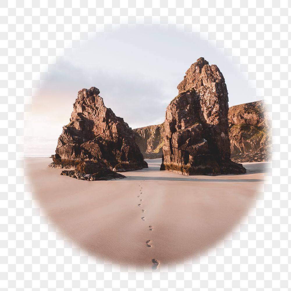 Beautiful beach png footprints badge | Free PNG - rawpixel
