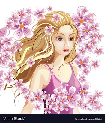 Beautiful Blonde girl In a Wreath of Flowers vector image