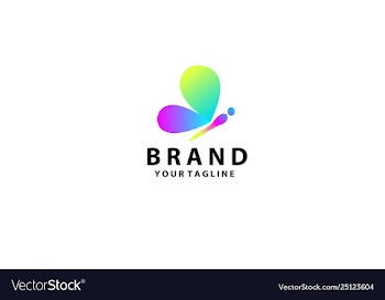 Beautiful butterfly logo template abstract color vector image