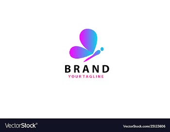Beautiful butterfly logo template abstract color vector image