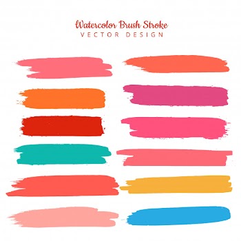 Beautiful colorful watercolor stroke set design vector Free Vector