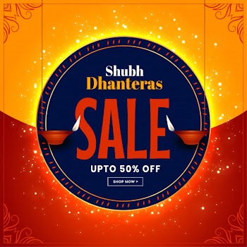 Beautiful dhanteras festival sale banner decorative Free Vector