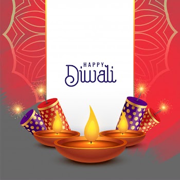 Beautiful diwali card design with crackers Free Vector