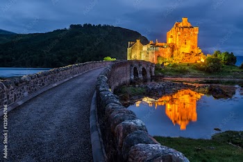 Beautiful Eilean Donan Castle after sunset, Scotland