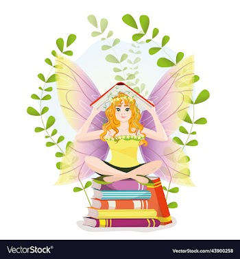 beautiful fairy fairy with books