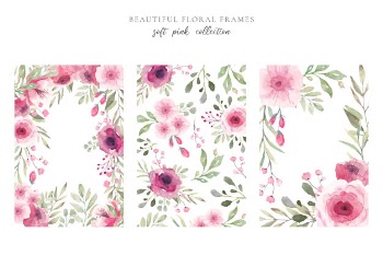 Beautiful floral frame in soft pink colors Free Vector