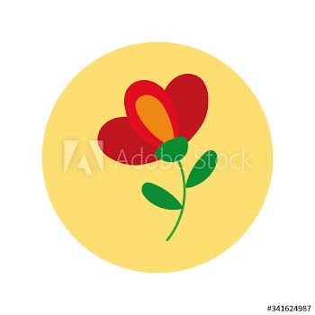 beautiful flower garden block and flat style