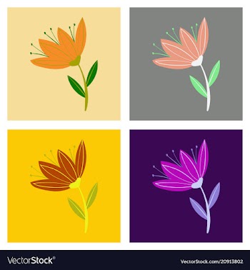 Beautiful flower on color background in flat style vector image