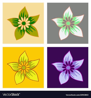 Beautiful flower on color background in flat style vector image