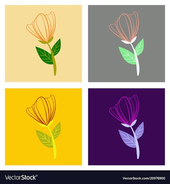 Beautiful flower on color background in flat style vector image