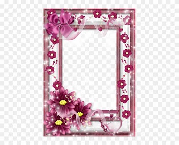 Beautiful Flower Transparent Frame With Pink Bow - Beautiful Frames For My