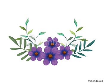 beautiful flowers and leafs decoration